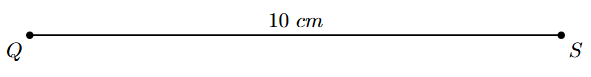 Step 1: Diagonal QS of 10 cm is drawn.